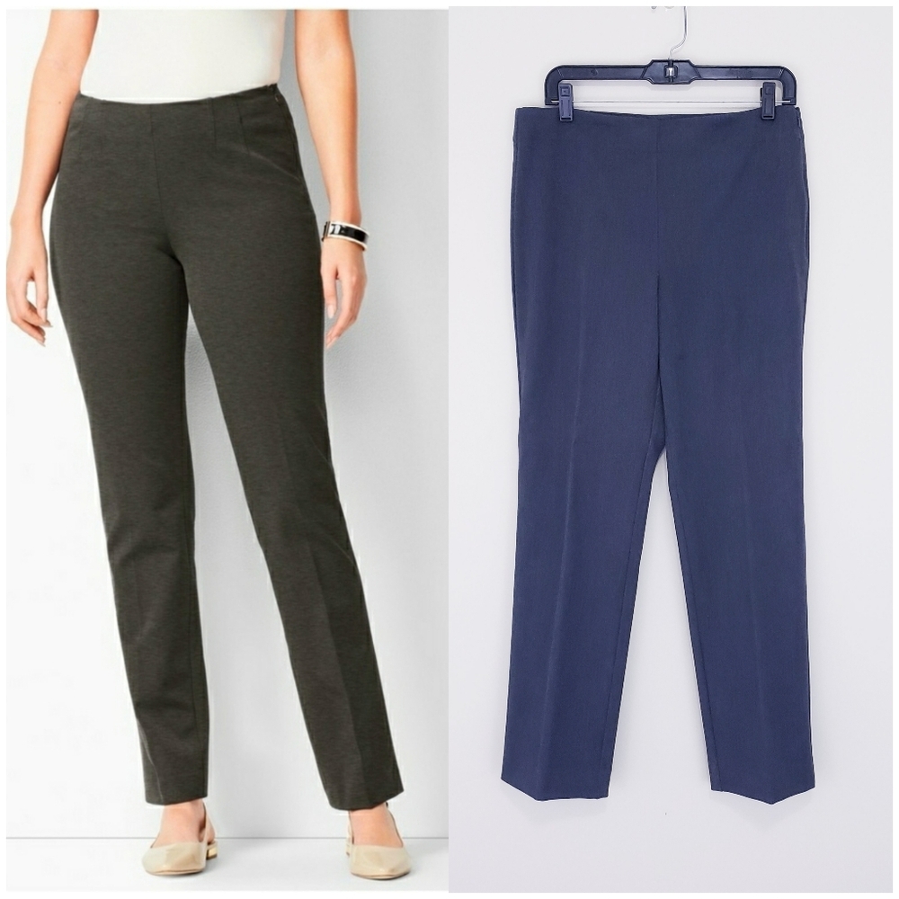 Talbots Straight-Leg Dress Pants in Charcoal and Navy